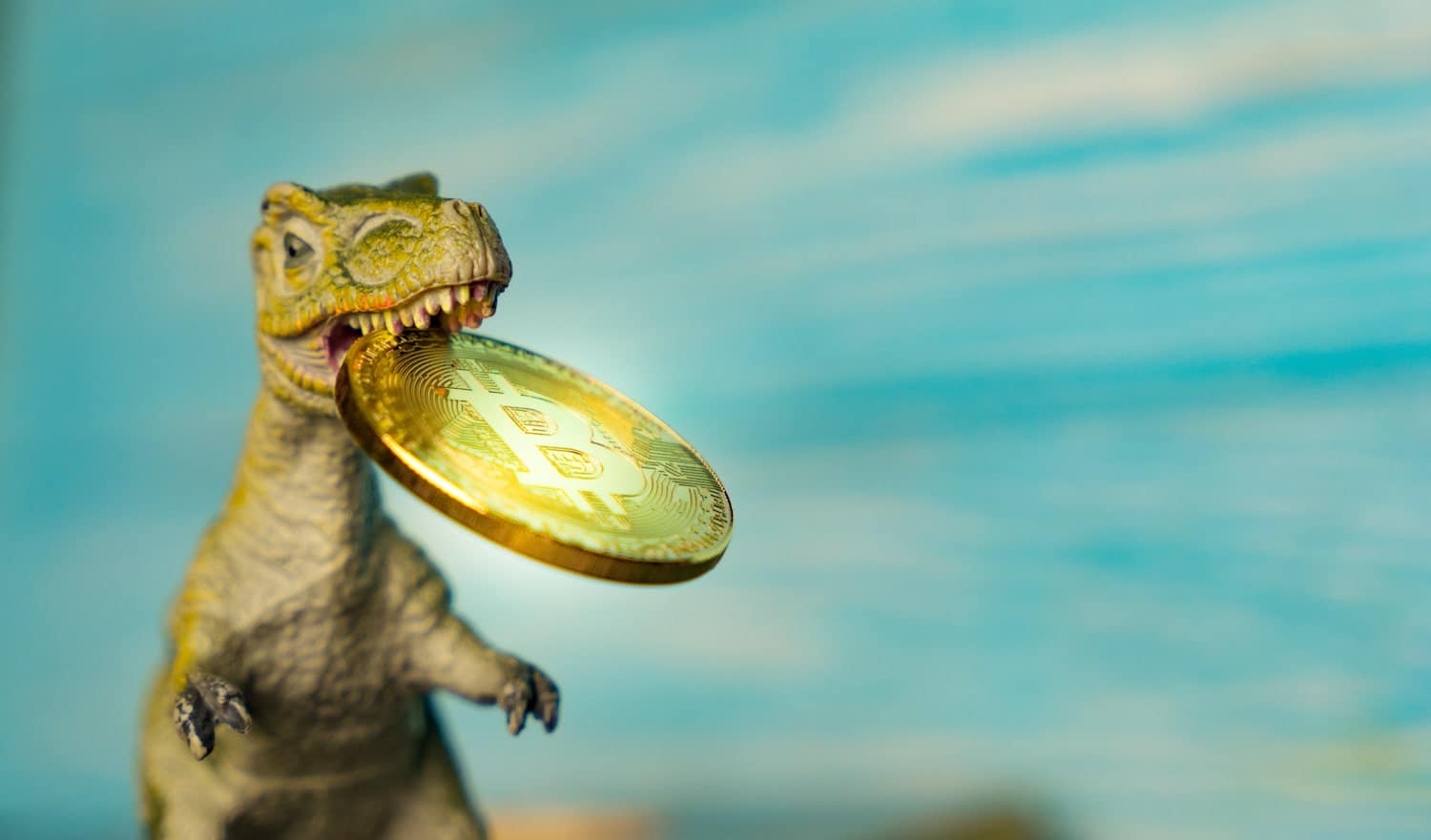 Dinosaur eating bitcoin